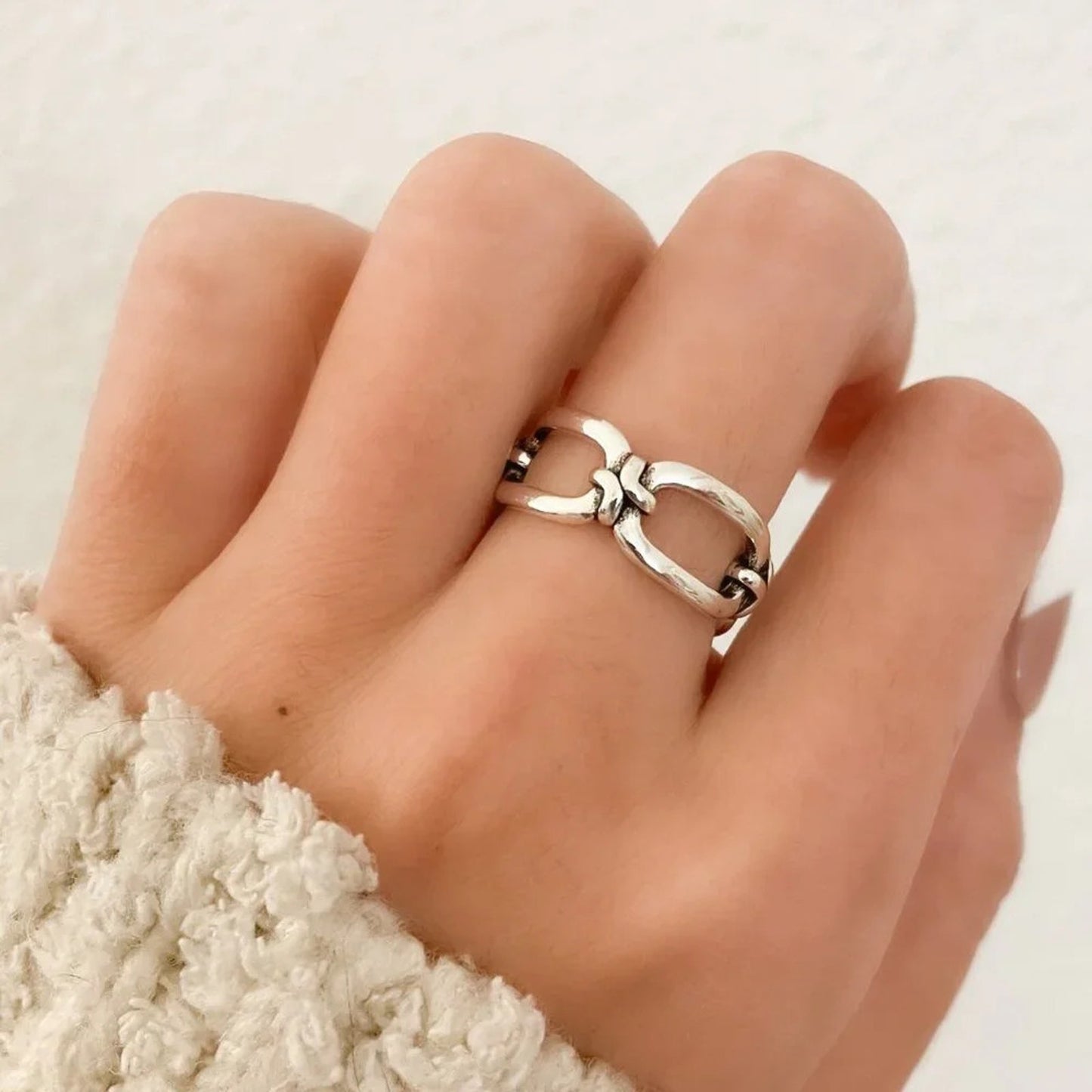925 Sterling Silver Minimalist Ring Buckle Ring Layer Ring Knot Ring