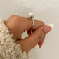 925 Sterling Silver Pearl Ring Bar Ring Minimalist Dainty Ring Pearl Accent Ring