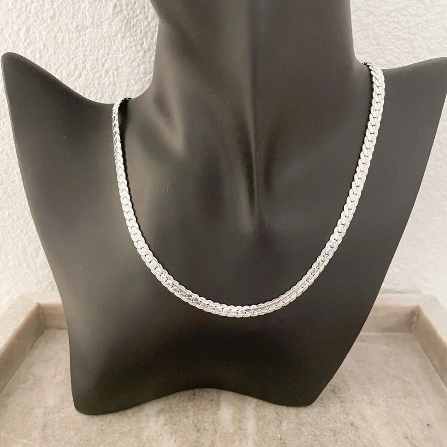 925 Sterling Silver Snake Chain Necklace Herringbone Necklace Chain 6 MM