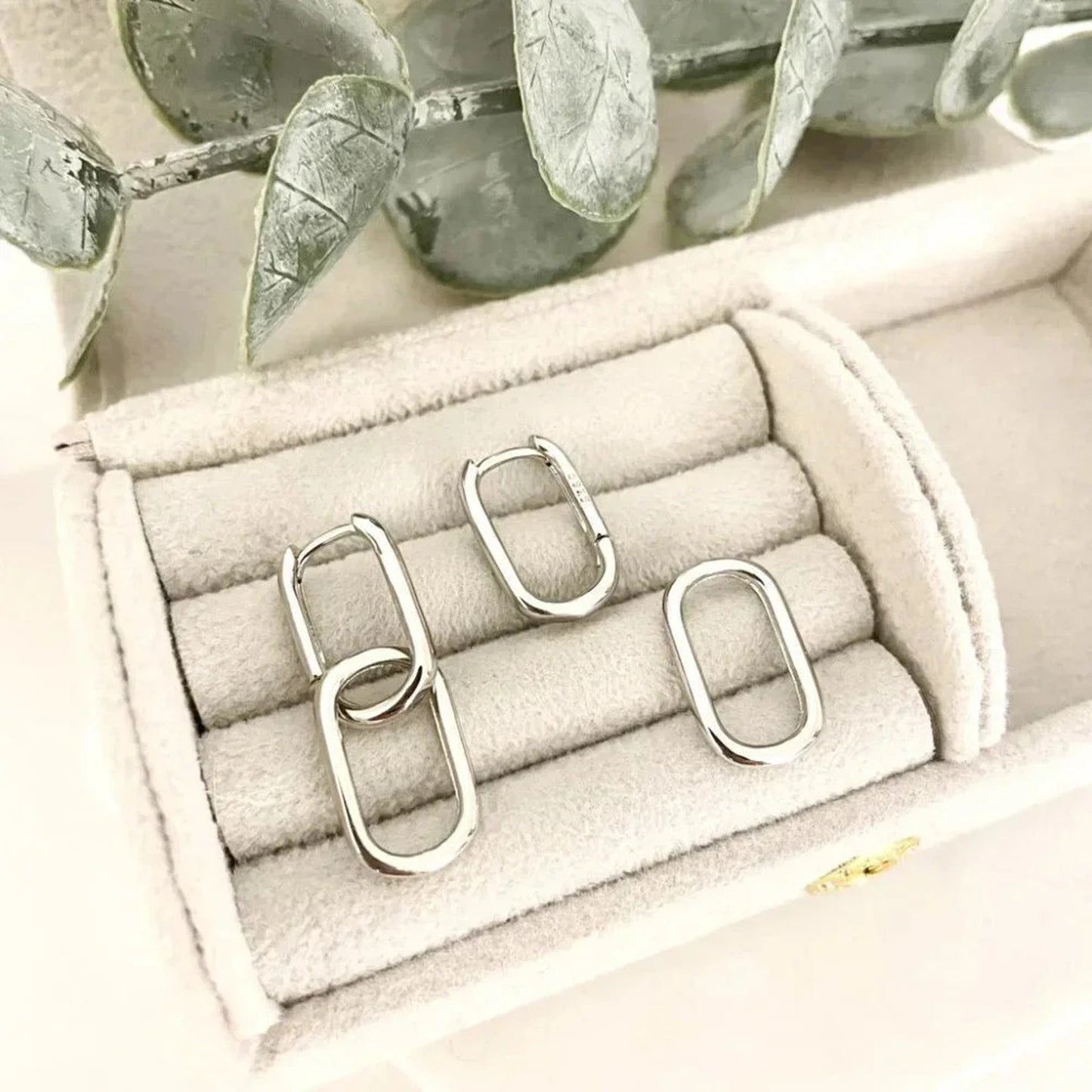 925 Sterling Silver Link Earrings Dangle Chain Earrings Minimalist Earrings