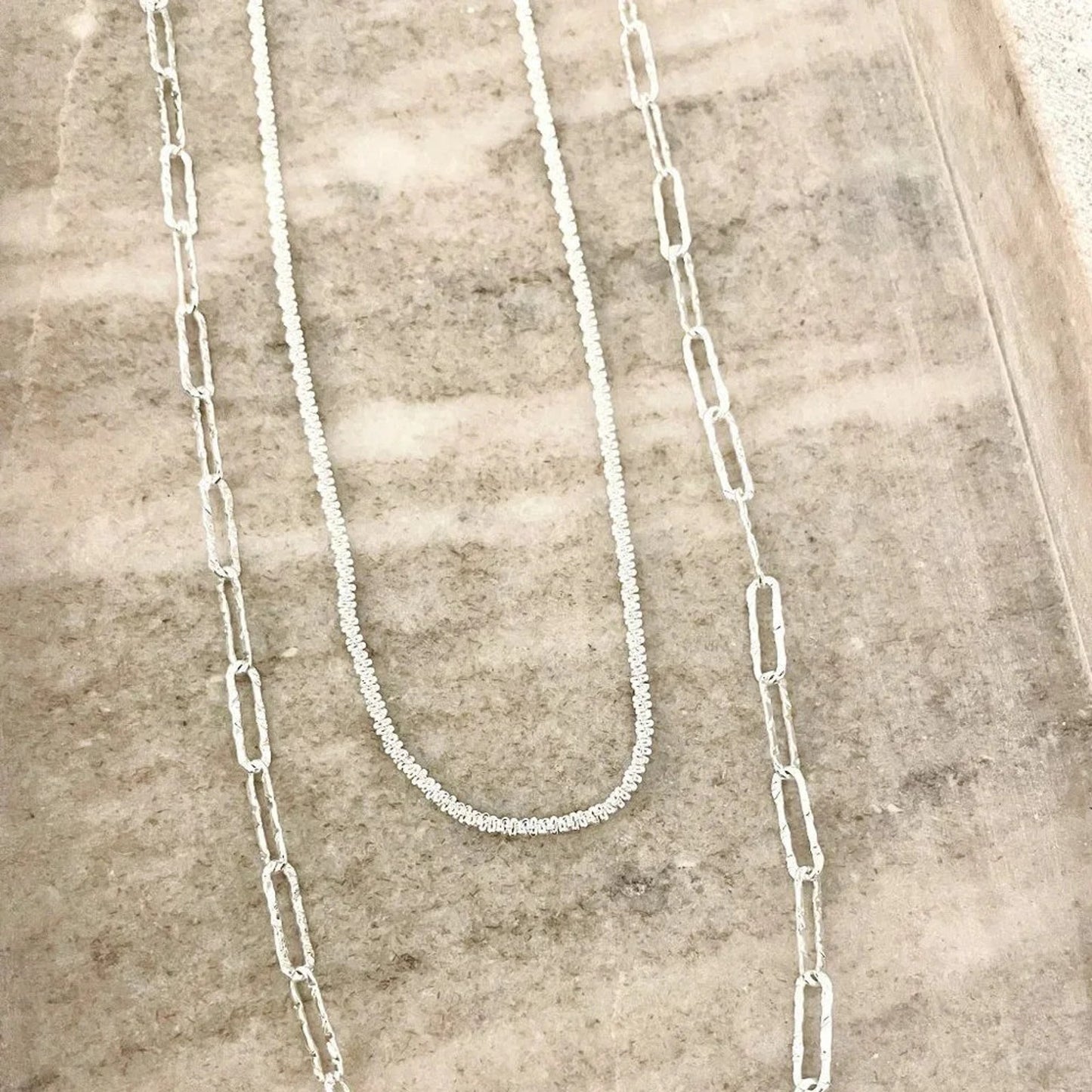 925 Sterling Silver Sequin Shiny Necklace Paperclip Chain Link Necklace