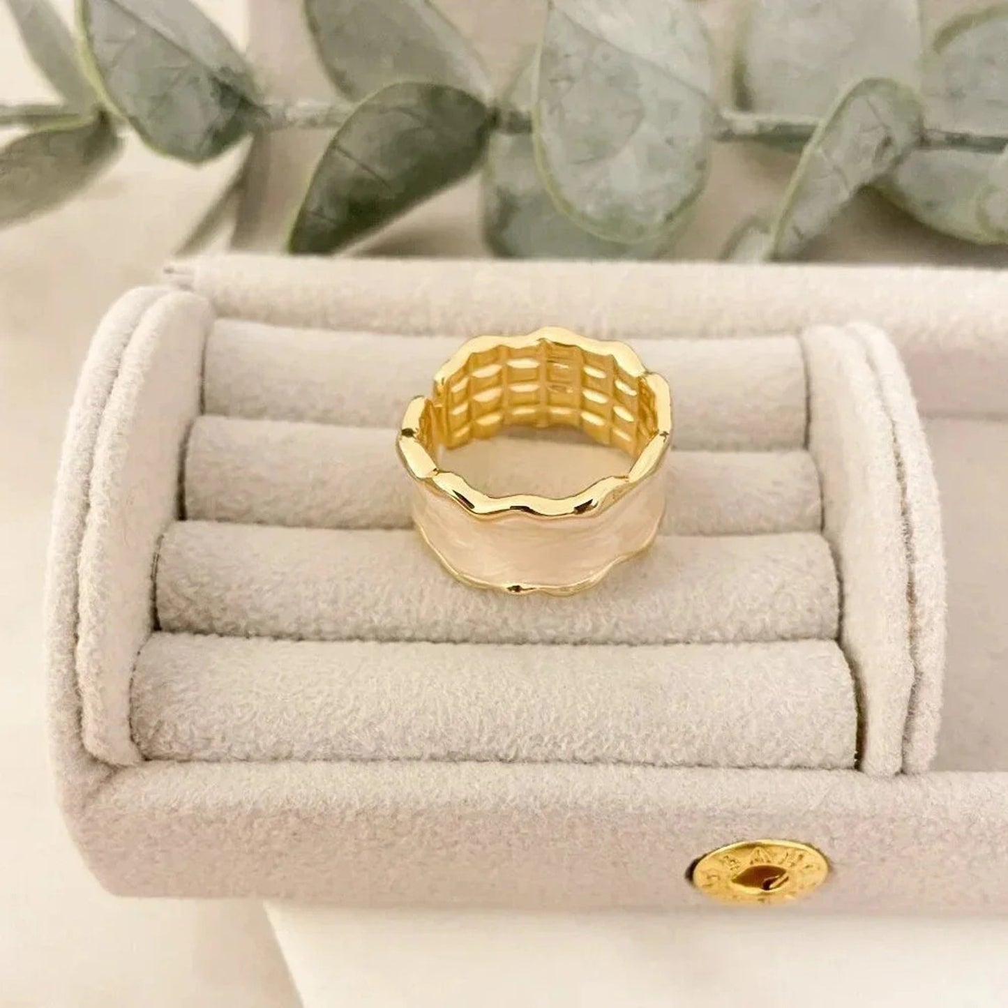 925 Sterling Silver Gold Ring Wavy Modern Ring Geometric Ring Band