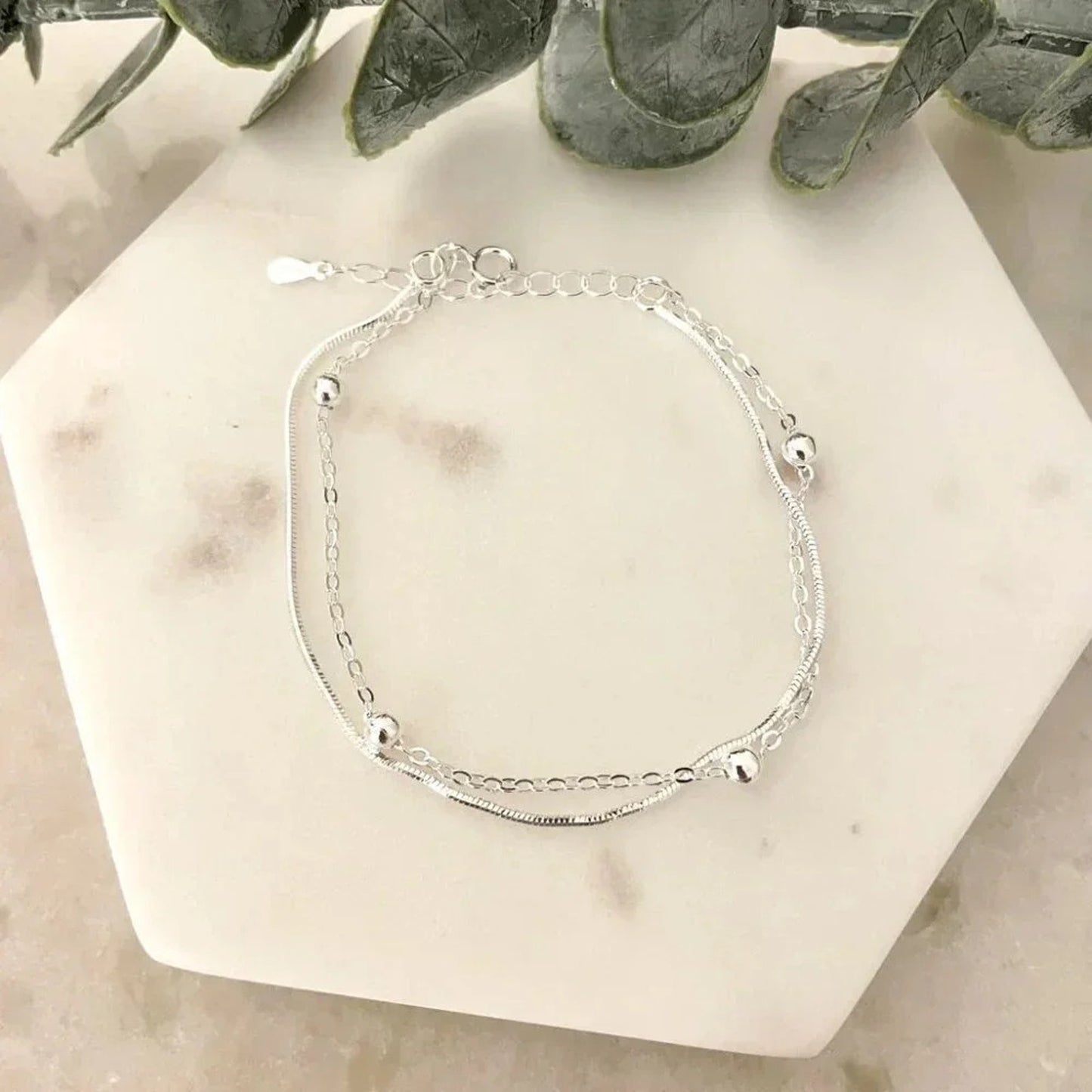 925 Sterling Silver Bead Bracelet Dainty Bracelet Minimalist Stacking Bracelet