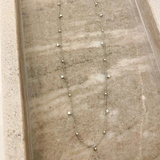 925 Sterling Silver Dainty Bead Necklace Satellite Chain Choker Necklace