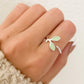 925 Sterling Silver Leaf Ring Green Stone Ring Leaf Ring Twig Ring Dainty Ring