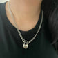 925 Sterling Silver Curb Chain Link Necklace Heart Necklace Heart Lock Chain