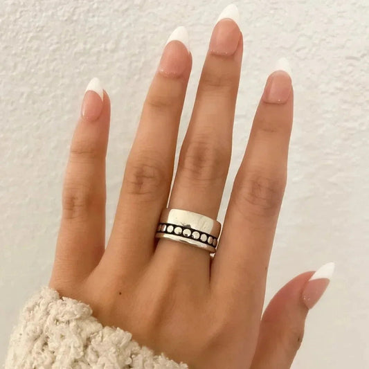 925 Sterling Silver Chunky Ring Vintage Ring Thick Wide Ring Band
