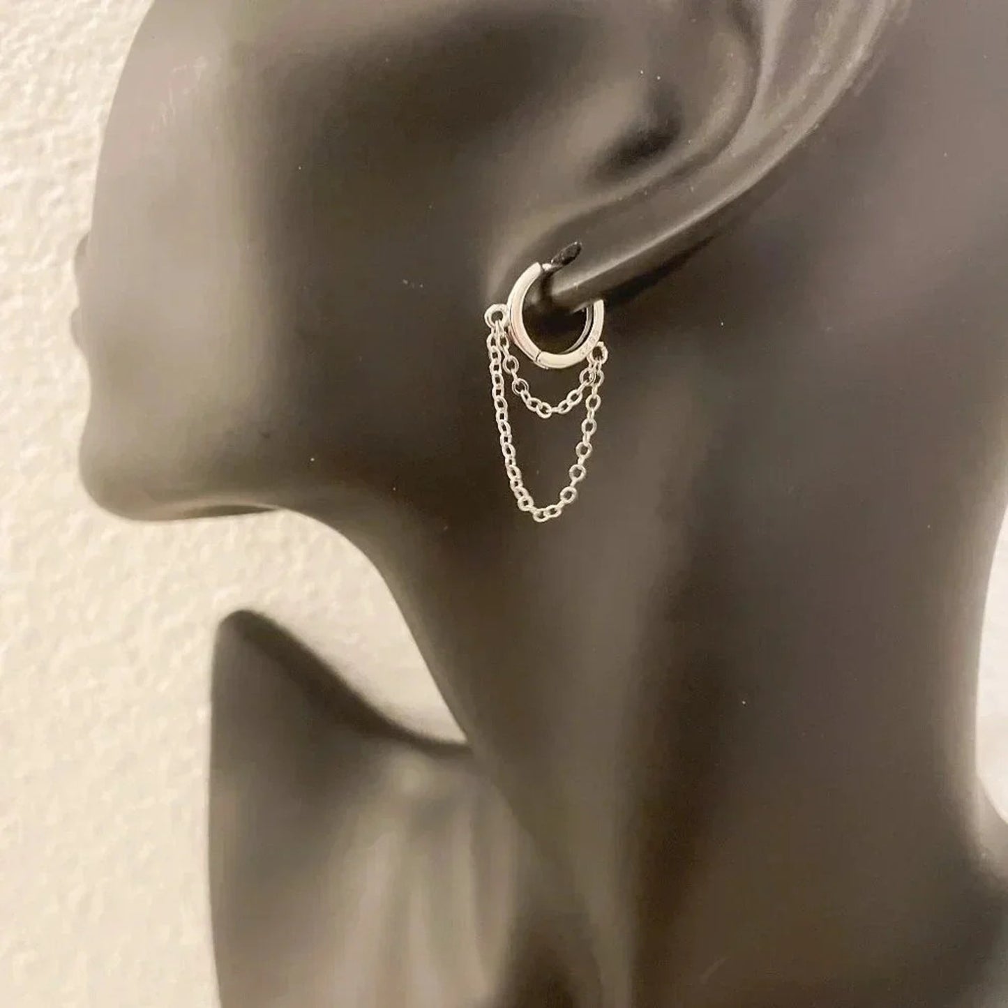 925 Sterling Silver Huggie Earrings Dangle Chain Earrings Small Hoops Huggies
