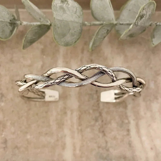925 Sterling Silver Mens Bangle Bracelet Vintage Cuff Twist Bracelet Modern Cuff