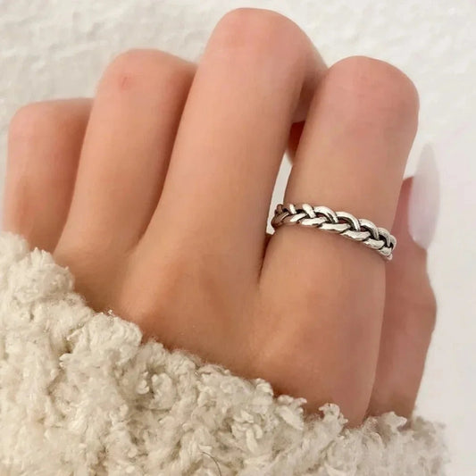 925 Sterling Silver Minimalist Ring Thin Chain Link Ring Dainty Ring