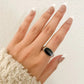 925 Sterling Silver Black Oval Ring Chunky Ring Minimalist Geometric Ring