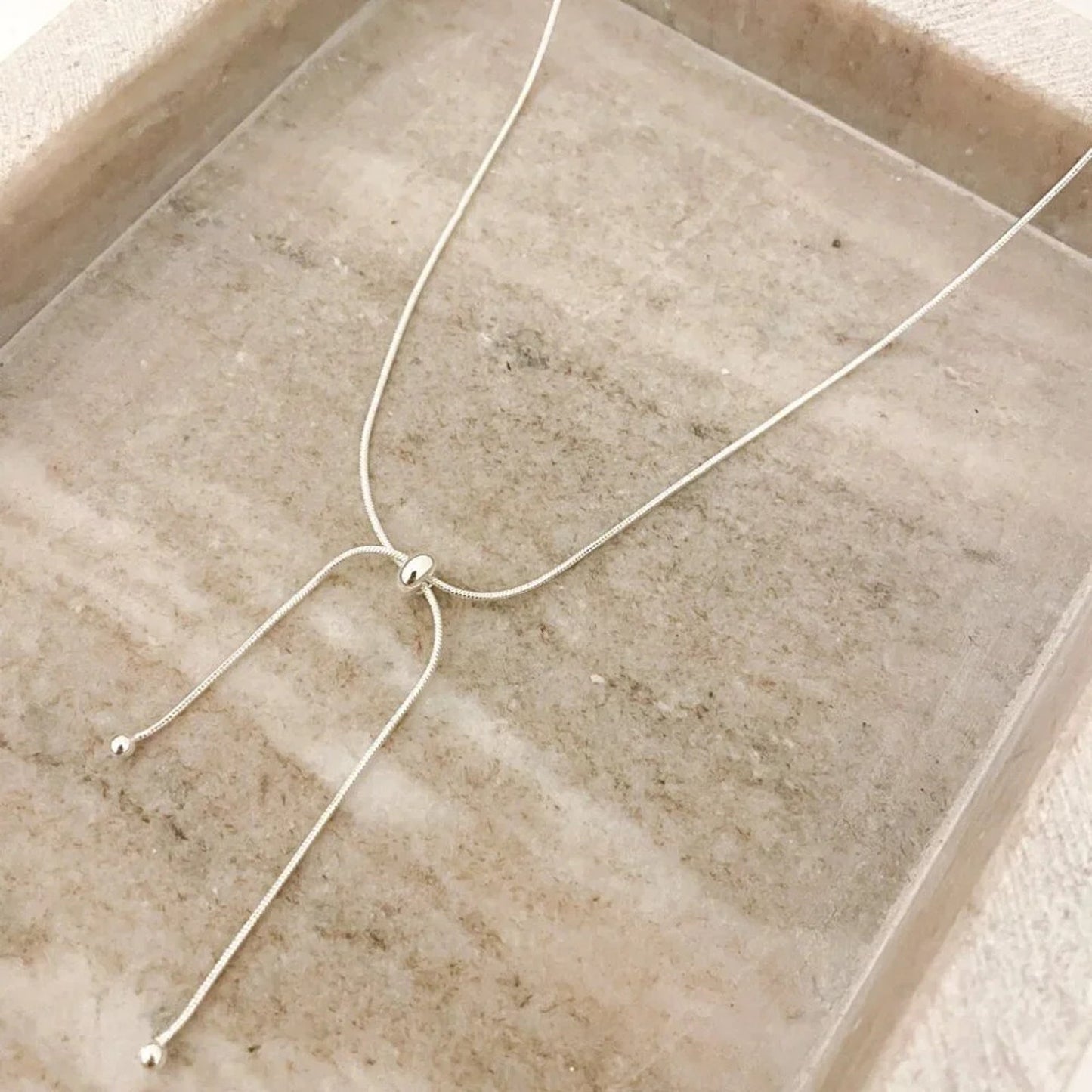 925 Sterling Silver Dainty Knot Necklace Tie Necklace Minimalist Bead Necklace