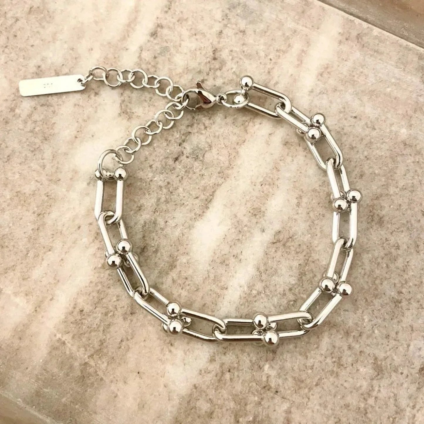 925 Sterling Silver Minimalist Bracelet U Link Hardware Chain Link Bracelet